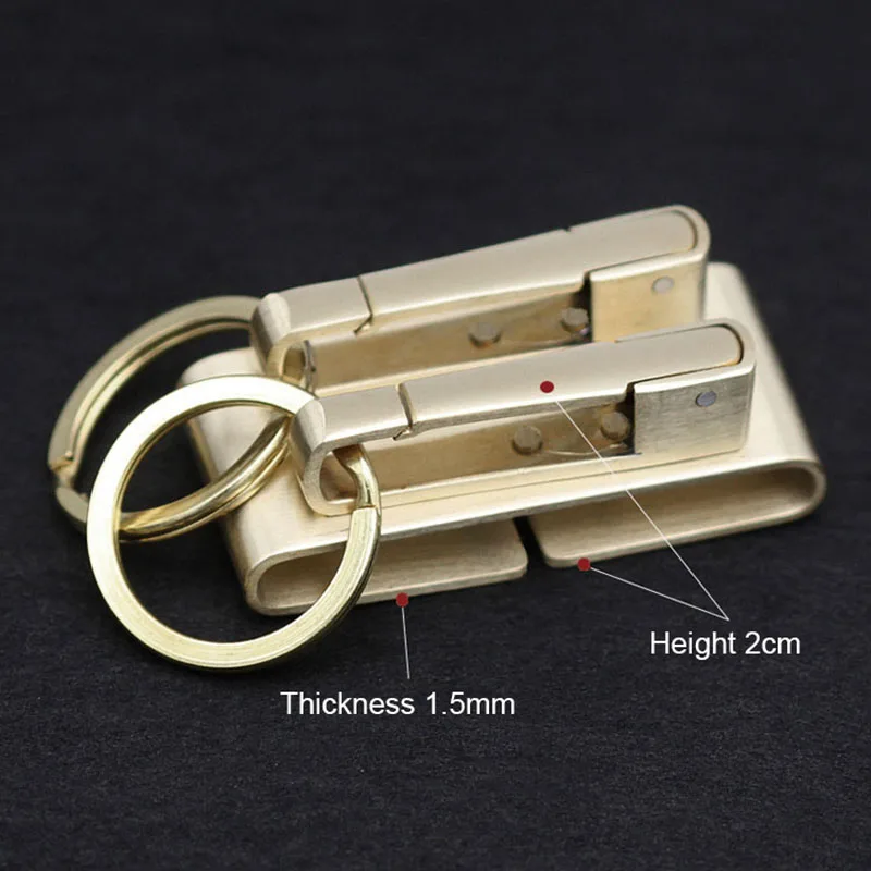 Men Key Chain Belt Clip Pull Double Loops Keychain Car Key Rings Brass Detachable Key Holder Belt clip accessories