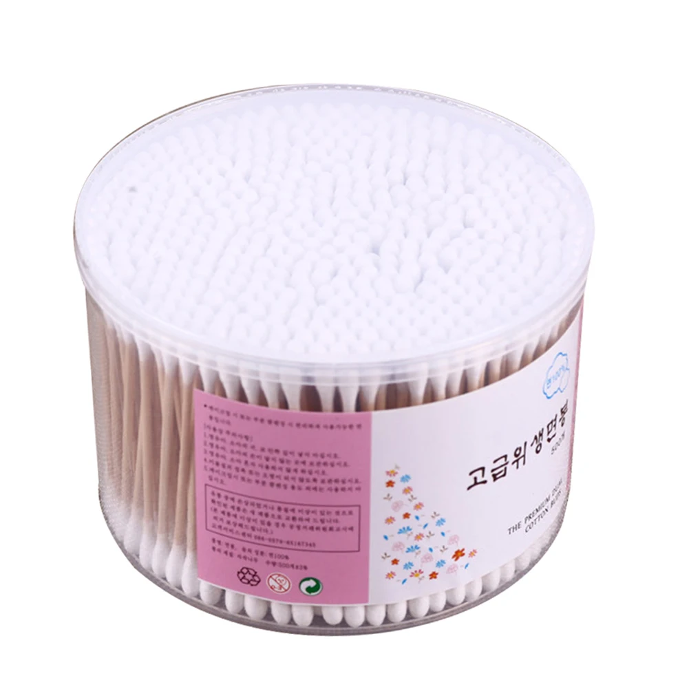 Hot 500pcs/Pack Double Head Cotton Swab Bamboo Cotton Buds Ear Cleaning Wood Sticks Cotton Swabs Drop shipping