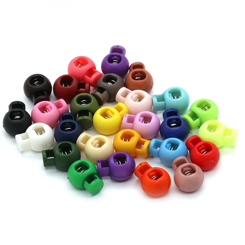 10PCs Plastic Ball Round Cord Lock Spring Stop Toggle Stopper Clip For Sportswear Shoes Rope Cord Lanyard DIY Craft Parts