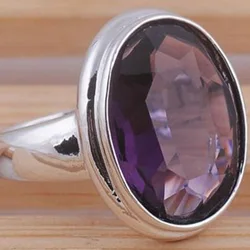 Trendy  925 Sterling Silver Purple Big CZ Zircon Rings for Women Men Statement Wedding Band Jewelry Rings Full Size 5-12