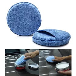 125mm Ultra-Soft Microfiber Wax Applicator Pads Car Foam Sponge with Finger Pocket Wax Applicator Auto Detailing Cleaning Pads