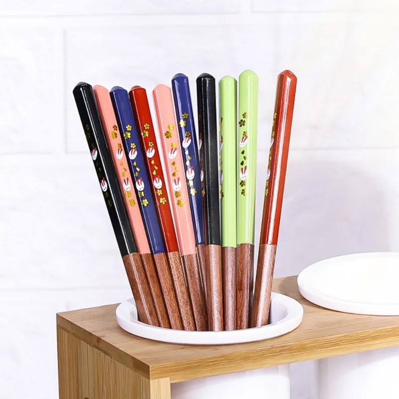 Cute Cartoon Natural Bamboo Chopsticks Joint Chopstick Reusable Wood Chopsticks Kids Chopsticks Tableware Kitchen Accessories