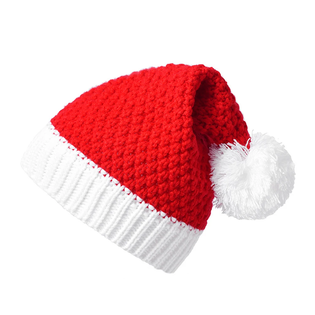 

Christmas Knitted Santa Hat Unisex Winter Warm Red and White Beanie Hat with Pompom Christmas Wedding Parties New Year Gifts