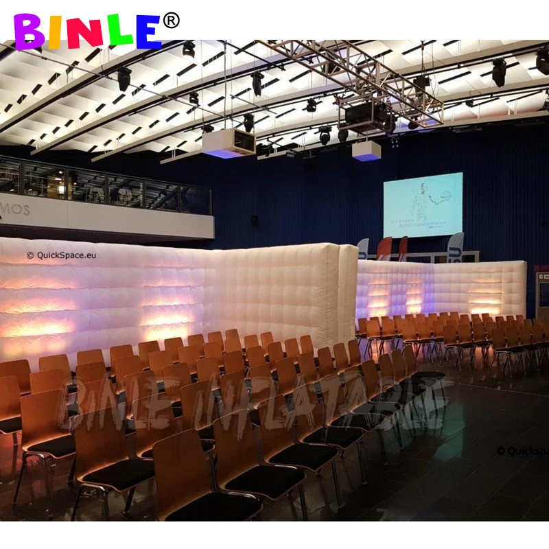 6m U-shaped inflatable wall with led lights,exhibition space Indoor Inflatable Office meeting room dj booth,trade show divider