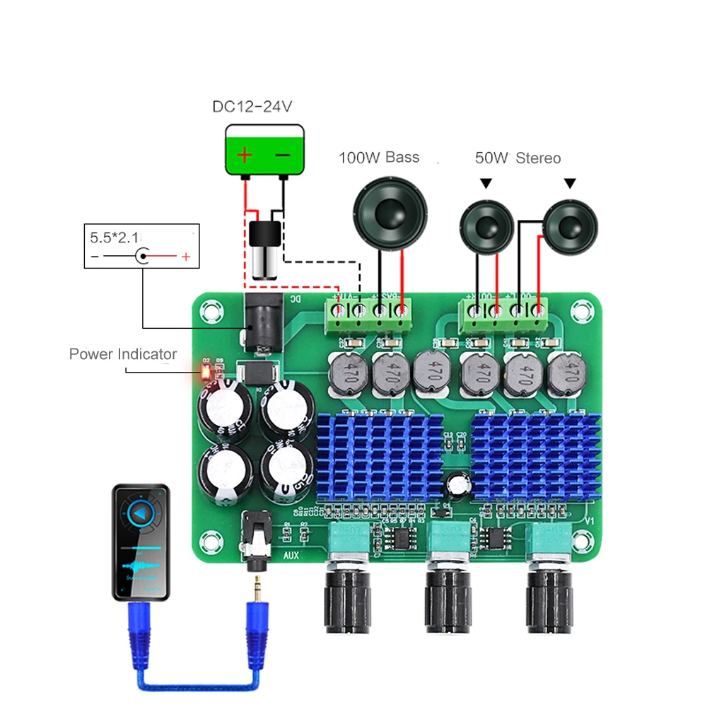 TPA3116D2 High Power Digital Power Amplifier Board 2.1 Channel Homemade Speaker