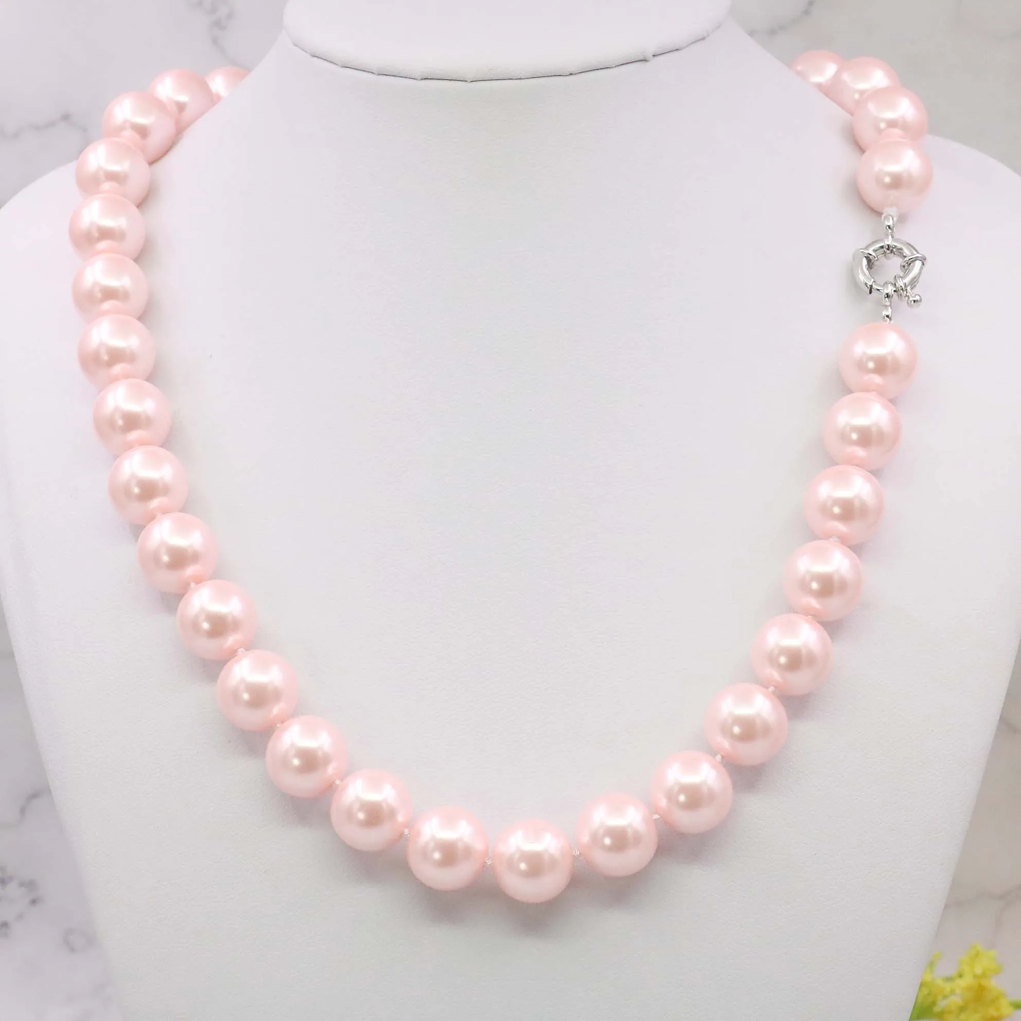 DIY 10 12mm Pink South Sea Shell Pearl Necklace 18\