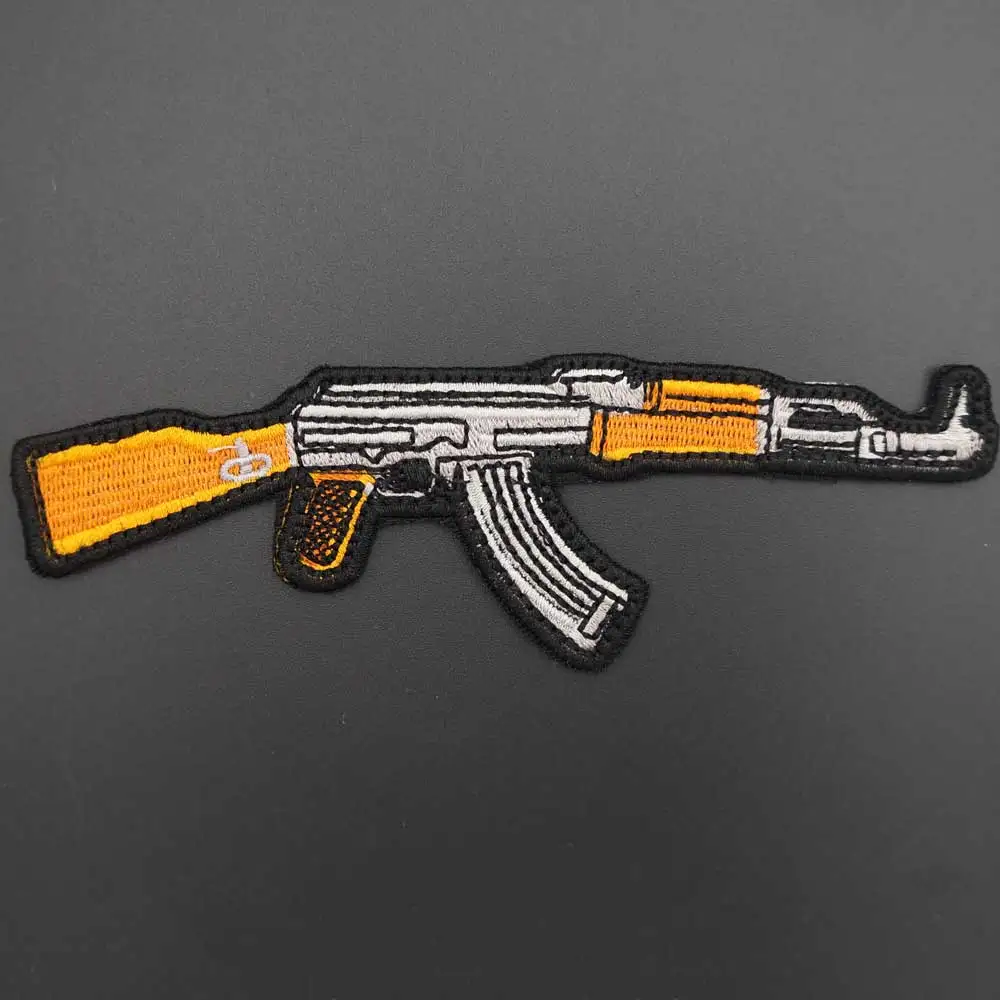 AK47 Gun Tactical Samurai Embroidery Punk Patch Hook Backing Morale Badge in Bag Jacket Arm Hat