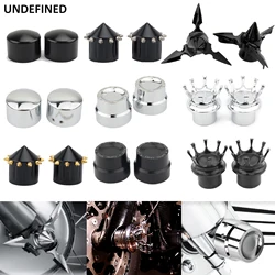 2x Motorcycle Front Axle Nut Cover Caps CNC Black Chrome For Harley Sportster XL XG Touring Dyna Fat Bob Wide Glide Softail VRSC