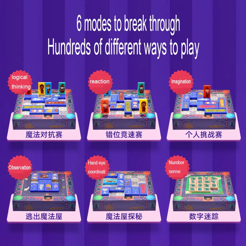 Mideer Magnetic 6 In 1 Advanced Digital HuaRong Road Challenge The Magic House Mathematical Sliding Puzzle 1~4 Players Kids 3Y+