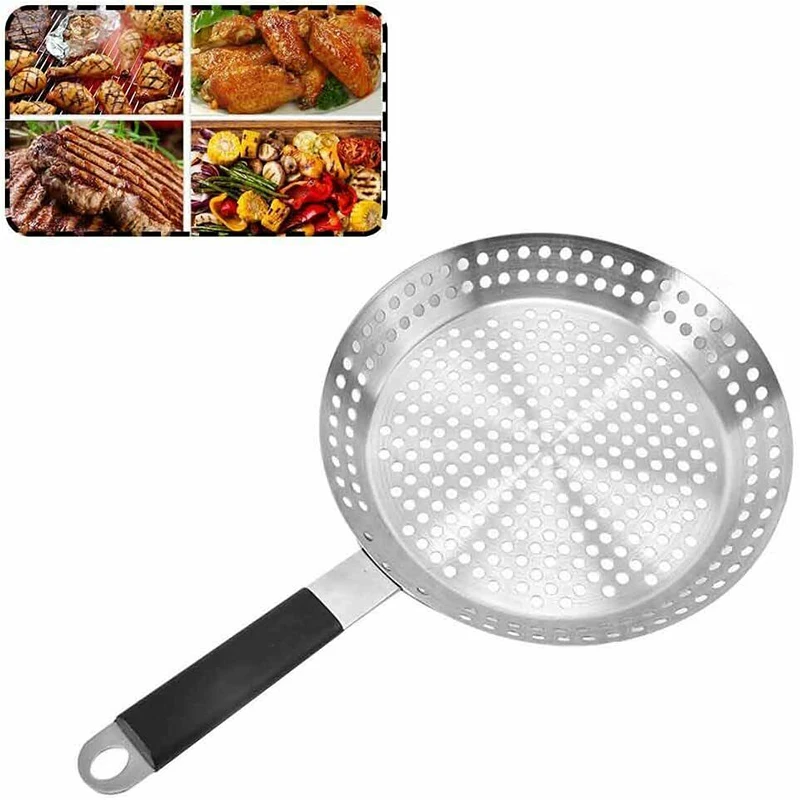 

Stainless Steel Durable Round Multi Holes Oil Draining Barbecue Roast Chicken Tray Grilling Rack Поднос для барбекю Tool