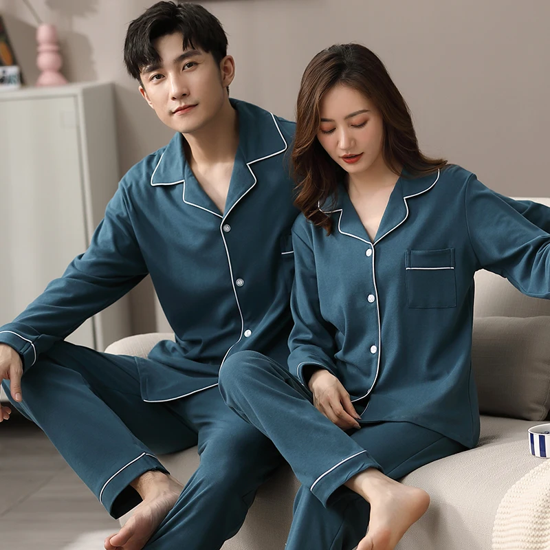 Pyjama De Couple 100% Coton Pour Homme Et Femme, Vêtements De Nuit, De Chambre à Coucher, De Maison, Chaud, Hiver / Sommeil Et Salon Pour Femmes
