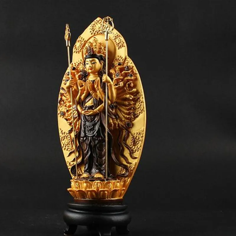 Imagem -04 - Lucky Buda Kwan Estátua Buda dos Mil-mão Bodista Hisatva Guan Yin Estatueta Esculturas Budistas Decoração de Casa para Boa Sorte