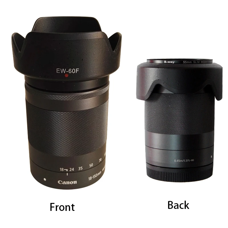 Capa da lente da câmera de bizoe canon EW-60F EF-M 18-150mm acessórios da lente m2m3m5m6m10m50m100 câmera reverso fivela capa 55mm