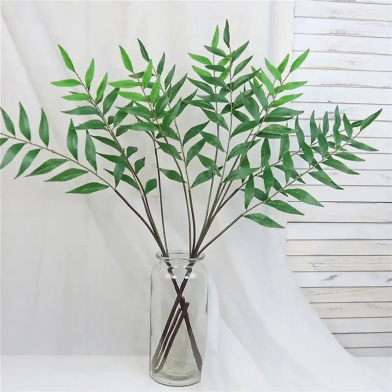 4 Branches Green Artificial Plants For Garden Bushes Fake Leaves Faux Plant For Home Pary Wedding Shop Decoration