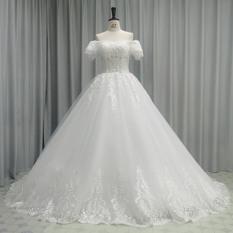 SL-6843 Customized ball gown wedding dress off shoulder lace beads white  bridal collection set wedding gowns plus size - AliExpress 320