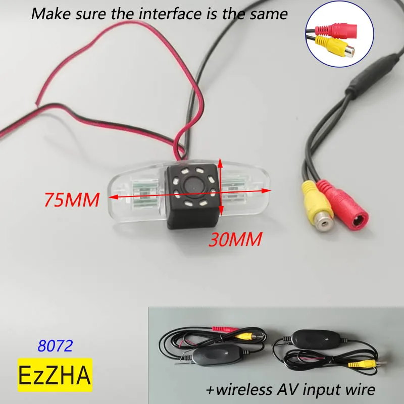

EzZHA4led light Wide Angle Car Rear View Reverse Backup Parking Camera HD CCD For Honda Spirior 2009 2010 2011 2012 Night Vision