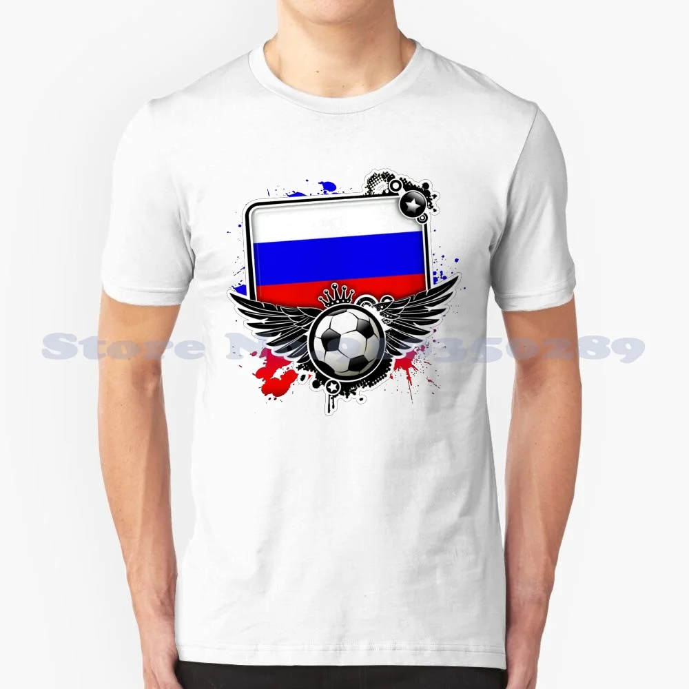 Soccer Fan Russia Country Flag Futbol Champion 100% Cotton T-Shirt Athlete Bicycle Brazil Campeones Champion Fathers Day