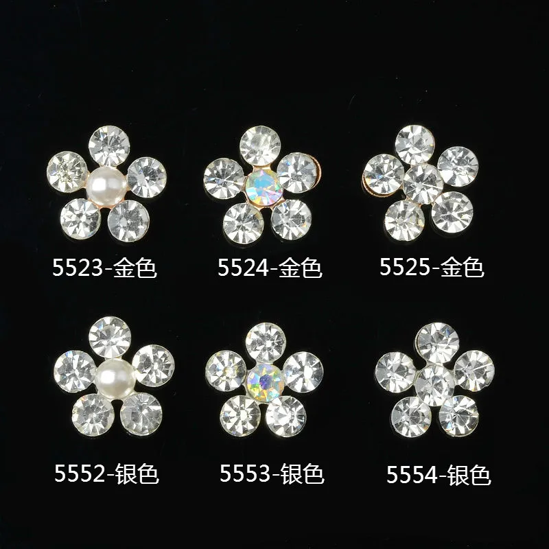 10pc 11mm Gold/silver color Alloy Crystal Flower Charm for Clothing/Shoe/ Wedding Hair Jewelry DIY Handmade  Jewelry making