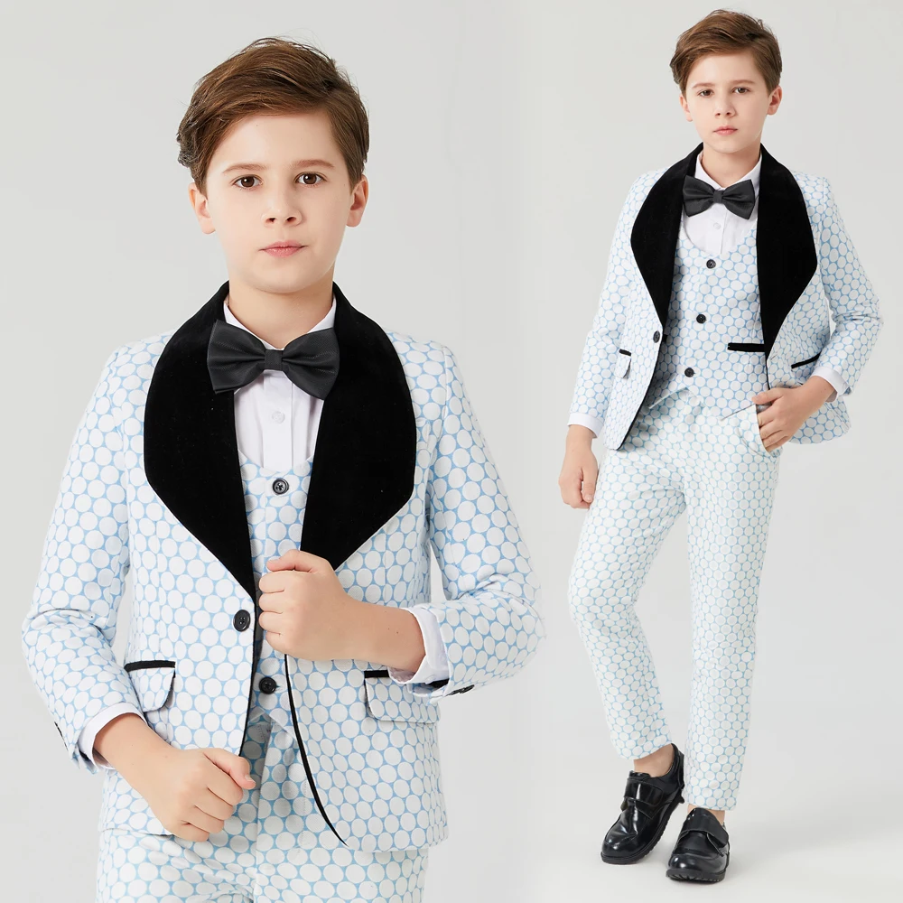 Boys dot suits for weddings Prom Suits Wedding Dress Kids tuexdo Children\'s Day Chorus Show Formal Suit Girls Piano  Costume