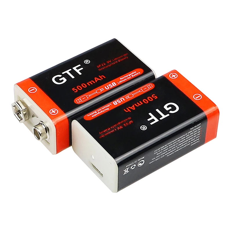 Nowy 9 V 500mAh akumulator litowo-jonowy akumulator do ładowania przez Micro USB baterie 9 v litowo do multimetru mikrofon zabawka pilot KTV