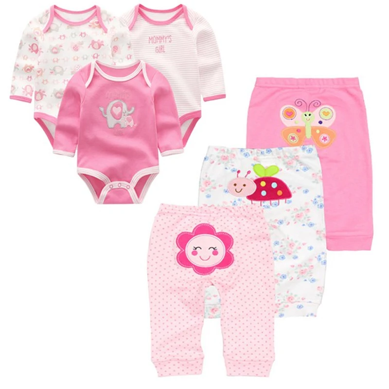 

Fashion Baby Girls Clothes Long Sleeve Jumpsuit Baby bodysuits+Pants 6Pcs/lot Baby Toddler Boys Set