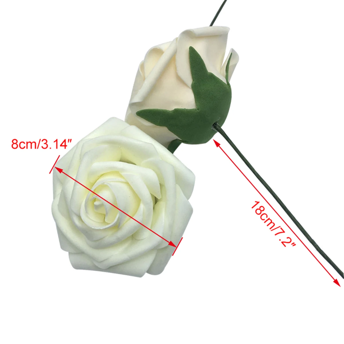 50pcs Artificial Flowers Foam Rose Fake Flower with Stem Wedding Party Bouquet Well Made Vibrantly Colored Home DIY Decorations