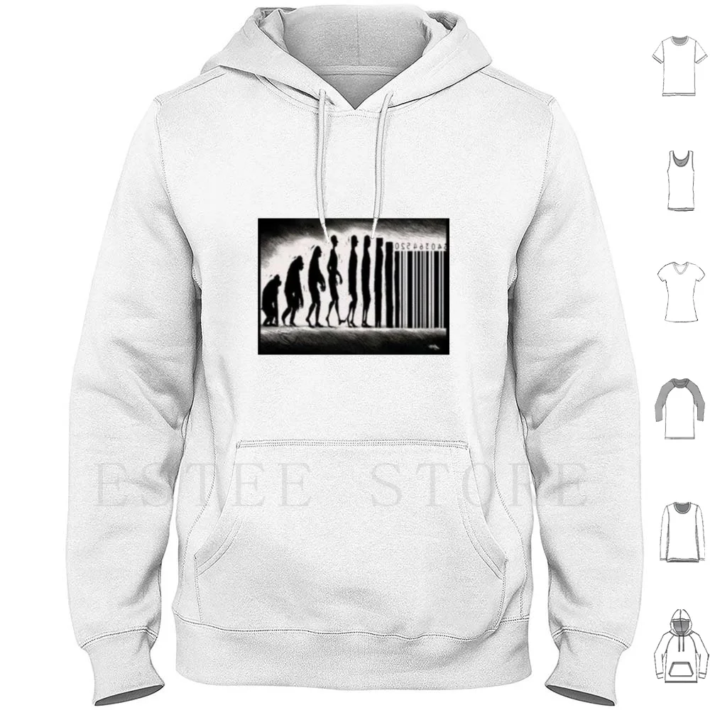 Evolution sudaderas con capucha Humain Evolution Code Barre Codebarre imagen Drole Memes Art Decoratif Art Decoratifs Famille