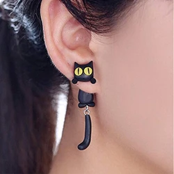 Cartoon dog piranha flower plant fox cat soft clay earrings fashion personality animal soft ceramic earrings