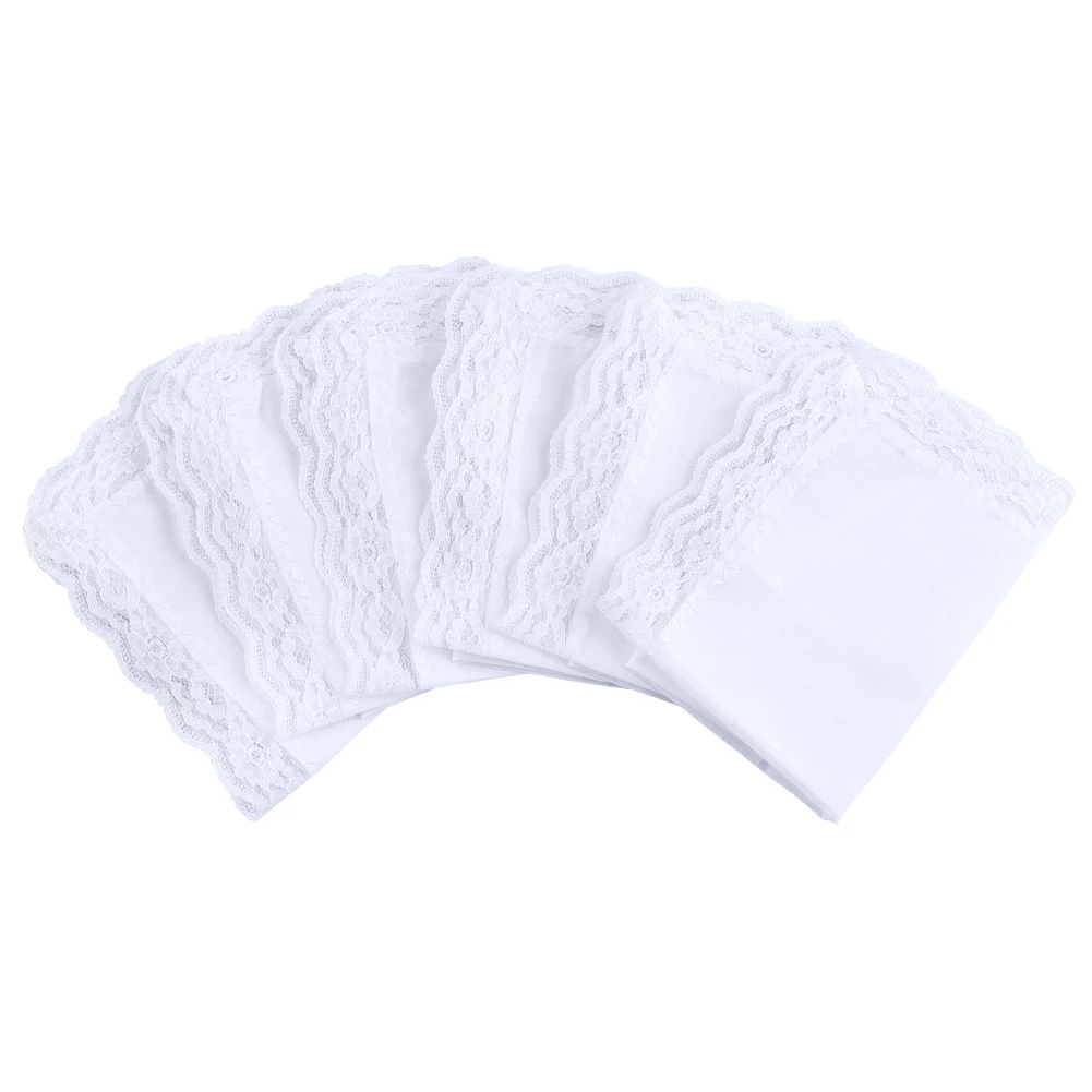 Lenço quadrado branco para homens e mulheres, lenço de algodão, estilo cavalheiro e clássico, renda útil, 26x25cm, 6 pçs/set