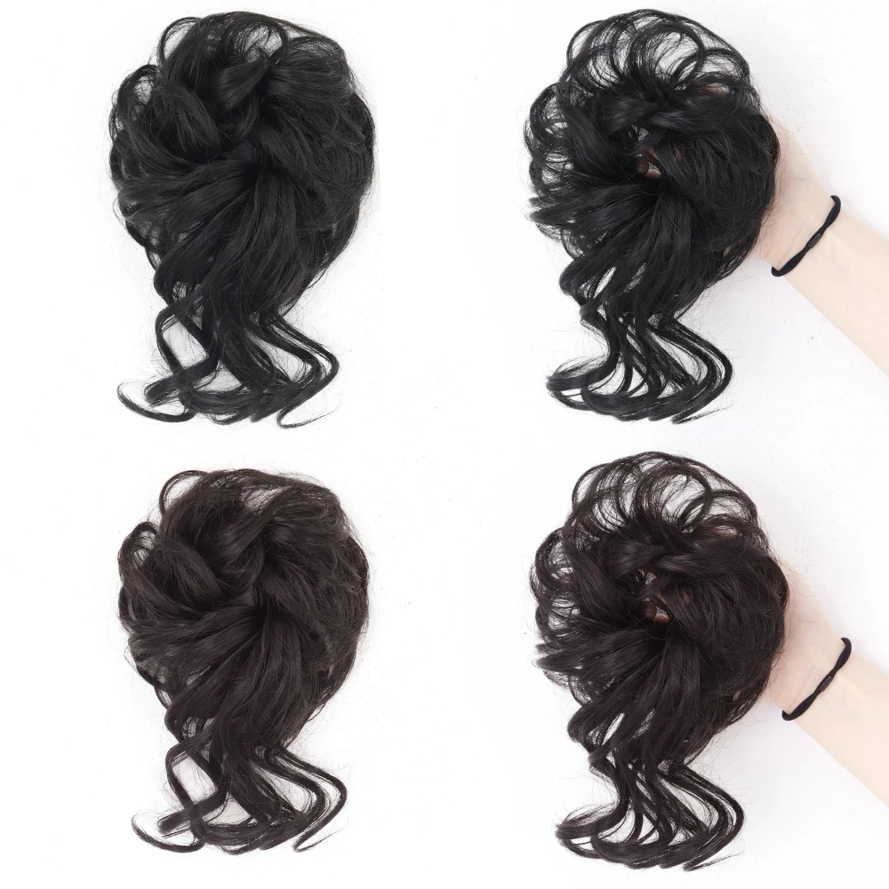 Synthetic  Hair Bun Chignon Messy Curly Hair Band Elastic Scrunchy False Hair Pieces For Women Hairpins Brown Black