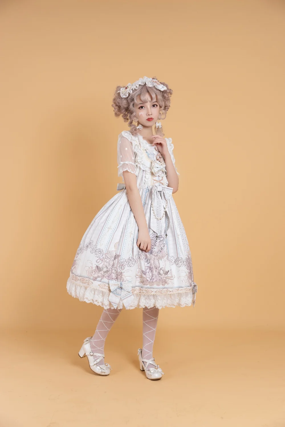 Palace süße prinzessin lolita strap kleid vintage falbala hohe taille druck viktorianischen kleid kawaii mädchen gothic lolita cos loli