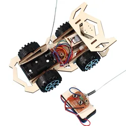 Modèle d'assemblage de voiture de course électrique RC en bois pour enfant, jouet très intéressant pour expérience scientifique, blocs de construction 4-CH,