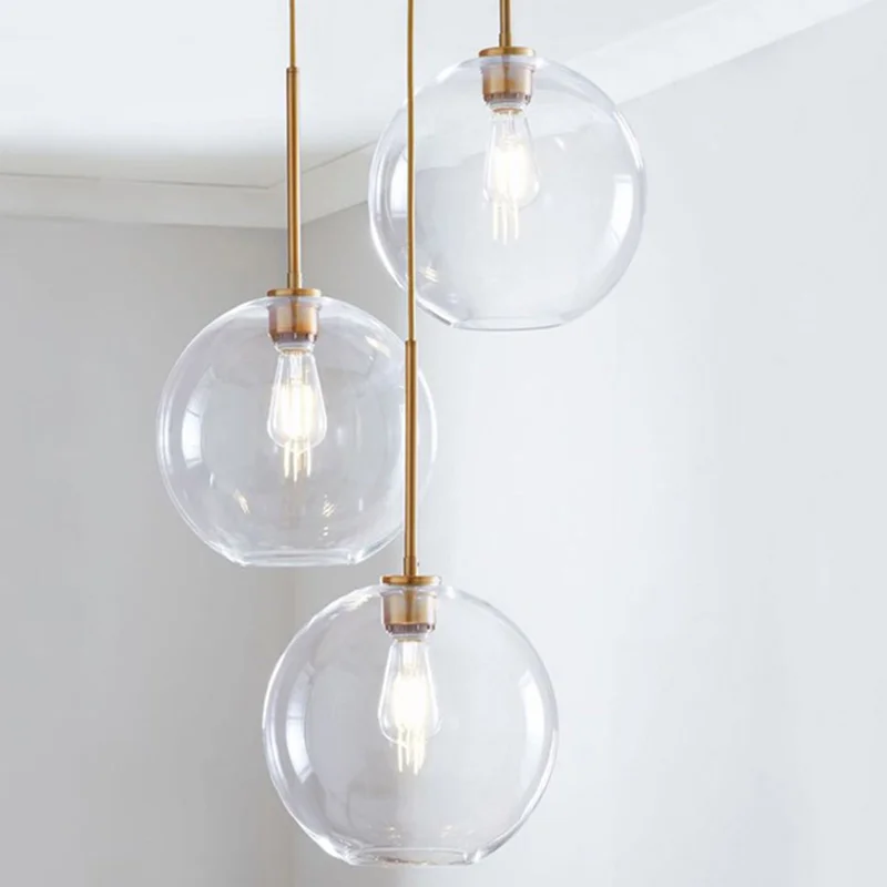 

Modern glass pendant lamp blue amber brown glass ball creative hanging lights for dining room kitchen bedroom lighting fixture