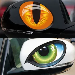 2Pcs 3D Funny Reflective Green Cat Eyes Car Stickers Truck Head Engine Rearview Mirror Window Door Decal Graphics