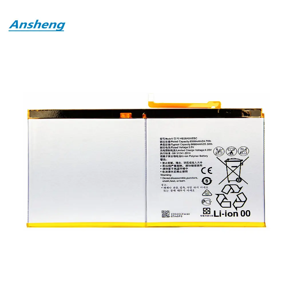 Original 6660mAh HB26A510EBC Tablet Battery For Huawei MediaPad M3 Lite 10 M3lite M2 10.1 flat cell M2-A01W M2-A01L