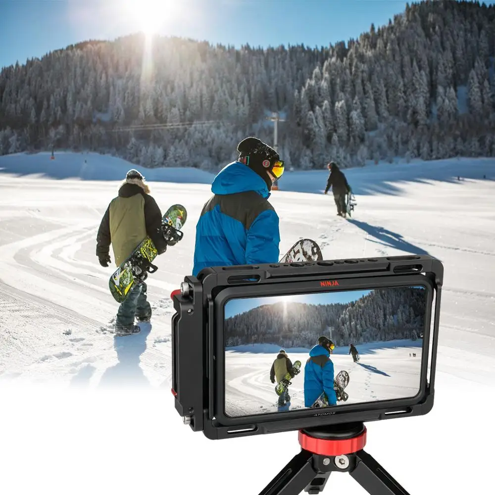 Andycine 5 "กรงในตัว NATO Rail และสาย HDMI Clamp Sunhood สำหรับ Atomos Ninja V และ Shinobi