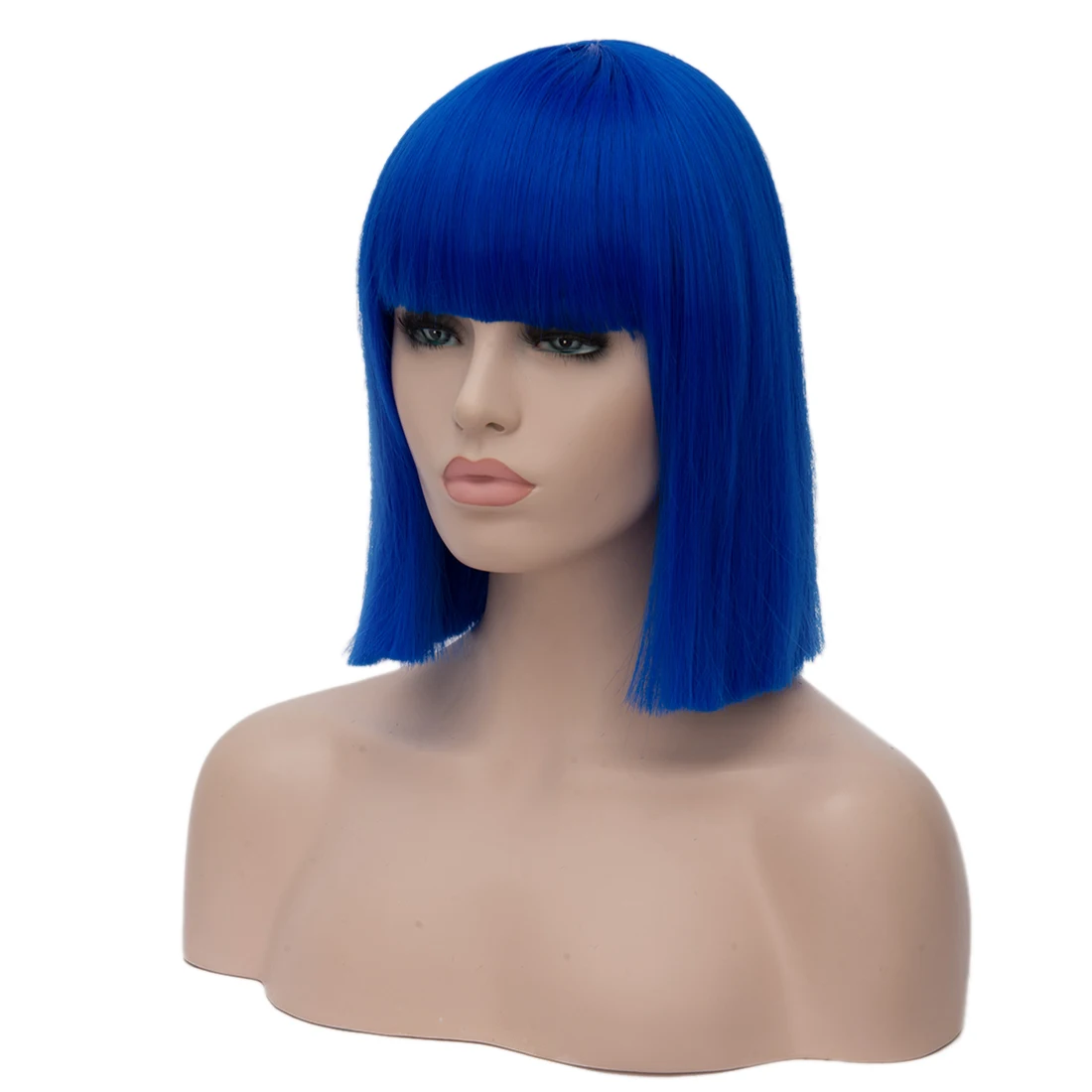 Similler Women Synthetic Short Wigs Hair Straight Bob Wig for Cosplay Heat Resistance Blue Black Red Dark Green Purple