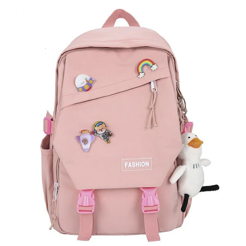 Backpack Student Nylon Fresh Large Capacity Hasp Zipper Cross Body Bag Without Pendant Mix Color