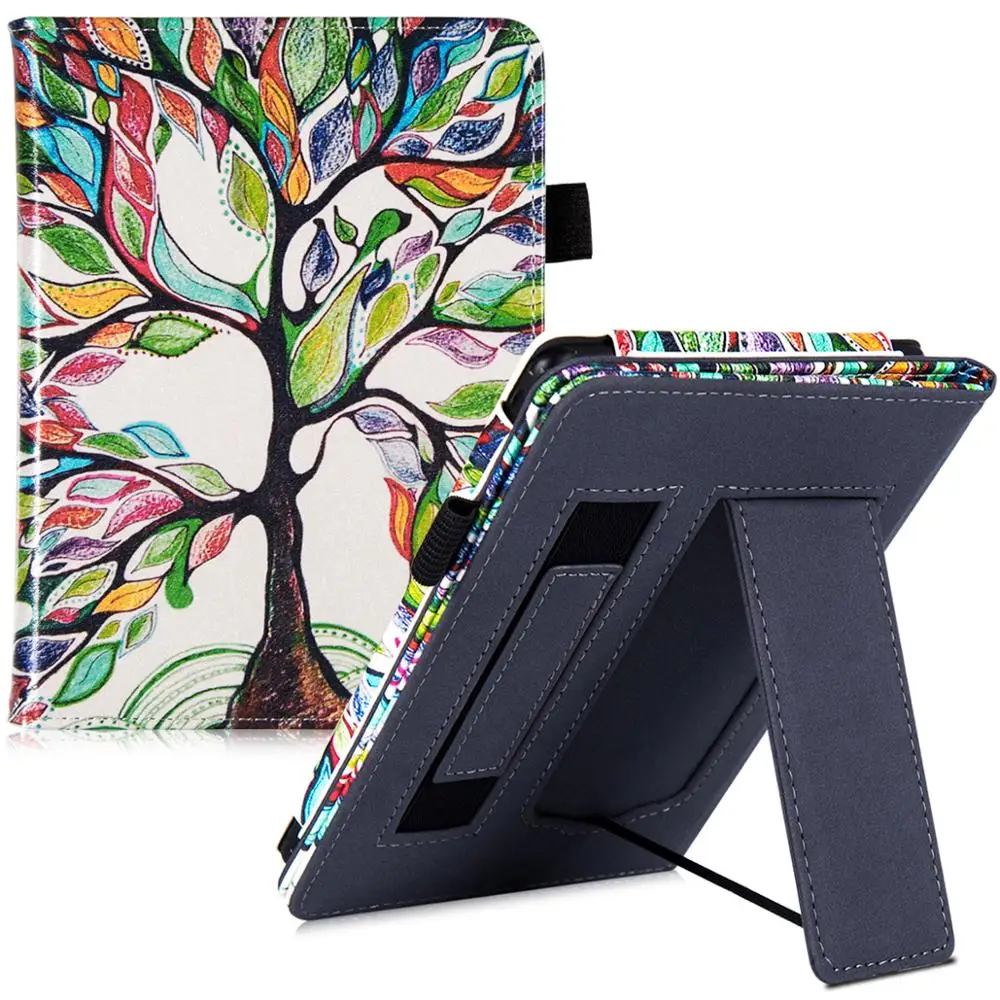 

Stand Case for 6" Kindle Paperwhite 5th/6th/7th/10th Gen e-Reader - PU Leather Protective Cover with Hand Strap/Auto Sleep/Wake