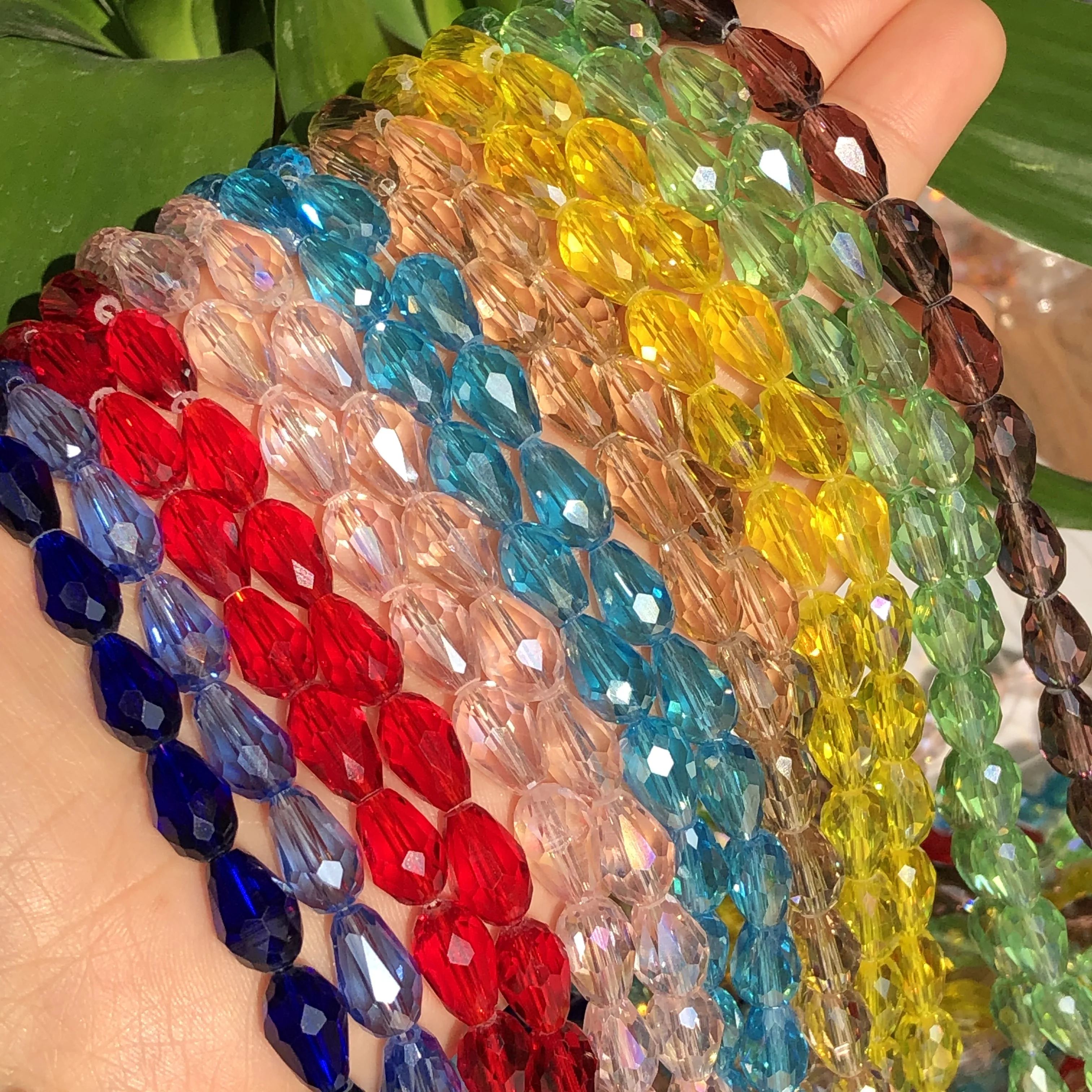 8x12mm Multicolor fasetowany kropla wody Austria kryształowe szklane koraliki Briolette Teardrop luźne koraliki do tworzenia biżuterii zestaw do robienia bransoletek