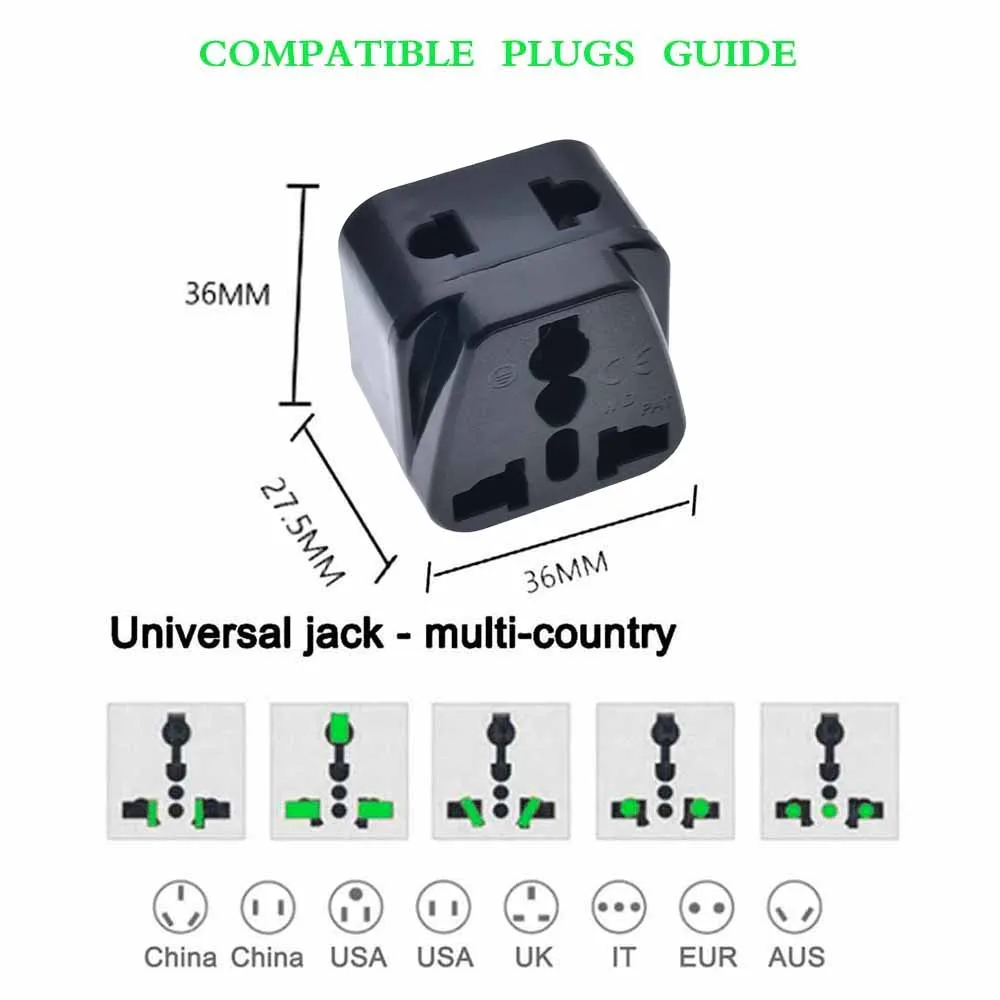 1pcs Italian, Uruguay Travel Adapter Type L, 2 Outlet AC Plug Convert World Plug Black/White Color