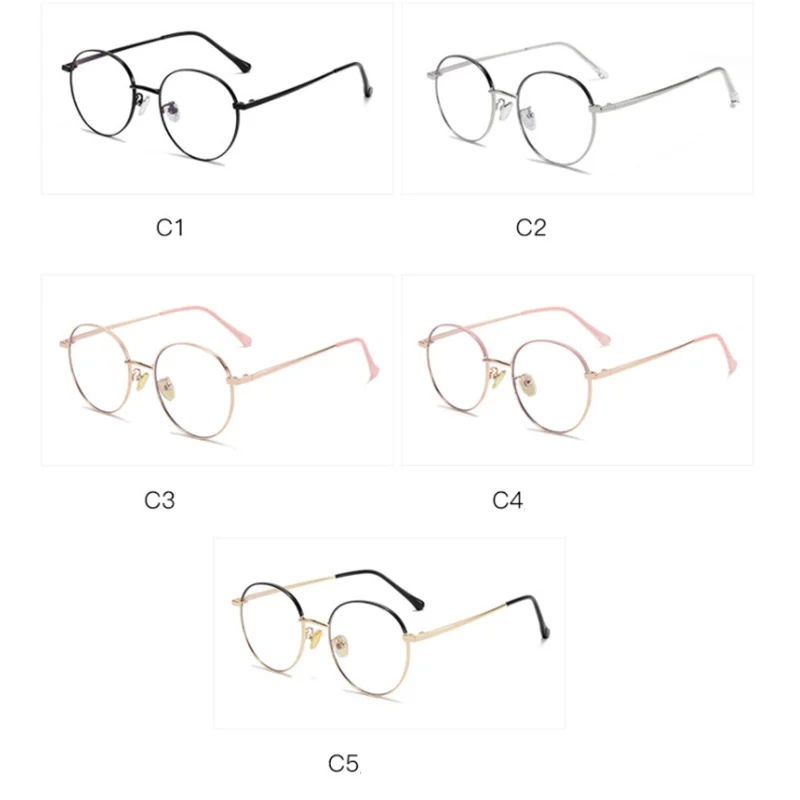 -1.0 -1.5 -2.0 to -6.0 Round Finished Myopia Glasses Men Women Metal Eyeglasses Prescription Student Shortsighted Eyewear