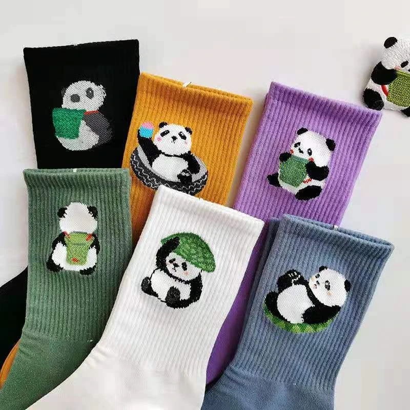 Funny Cartoon Socks, Cute Panda Animal Print Kawaii Japan And Korean Style Spring Autumn Women Fashion Happy Cotton Socks