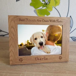 Dog Photo Frame, Personalized Pet Picture Frame, Engraved Dog Cat Photo Gift Frames Dog Mom Dad Gift