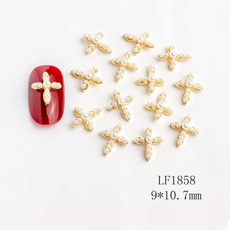 10Pcs Kristall Strass 3D Charme Für Nägel Nagel Kunst Herz/Kreuz Kristall 3D Charms Für Strass Maniküre Luxus steine