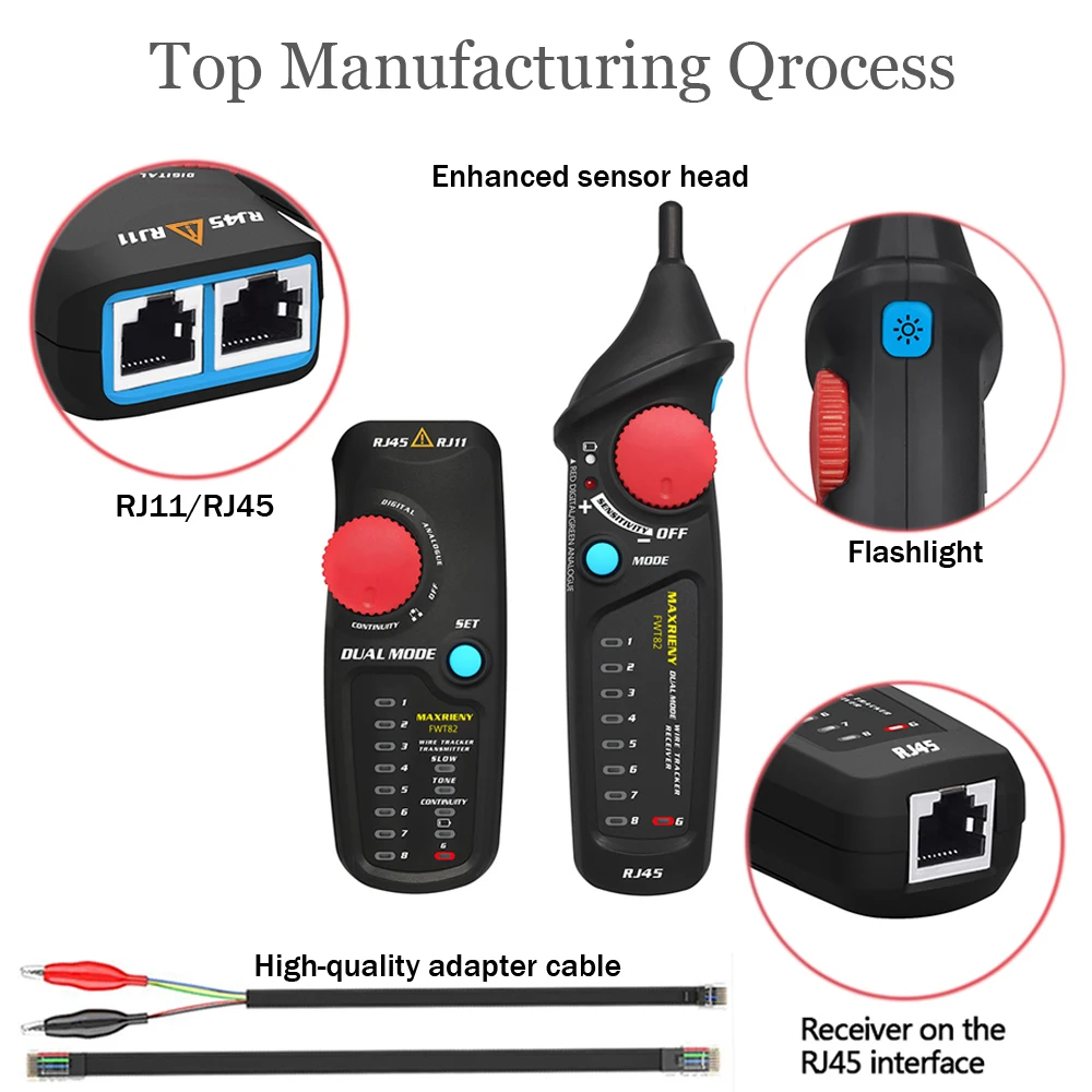 MAXRIENY New Network Cable Tracker Dual Mode Wire Toner RJ45 RJ11 Ethernet LAN Tracer Analyzer Detector Line Finder Tester