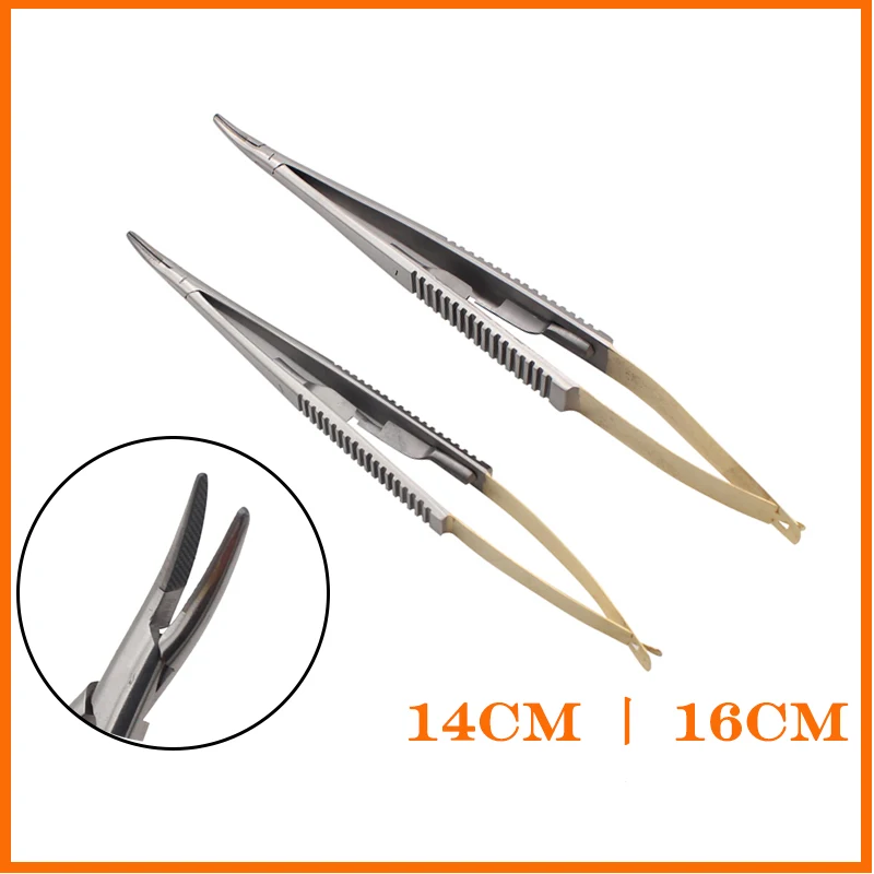 14/16Cm Castroviejo Needle Holder Straight/curved Orthodontic Implant Forceps with Lock Catch Dental Surgery Instruments