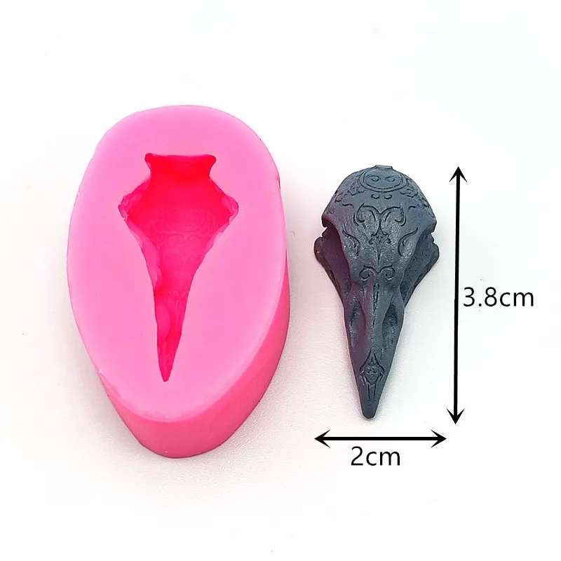 Small exquisite crow skull silicone mold making plaster resin model jewelry kitchen diy sugar icing chocolate cake tool