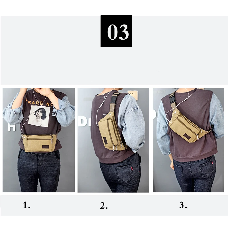 Thickened canvas Waist Bags Belt Bag Chest Phone Pouch Bum Bag Casual Crossbody Wallet Belt Shoulder Travel Sport Purse Pocket