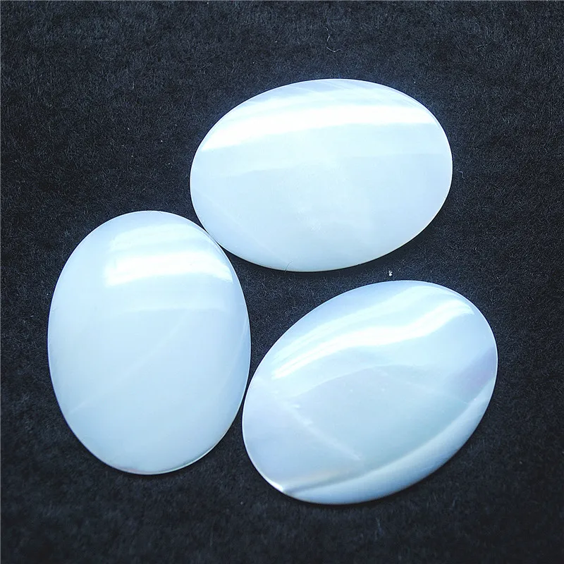 2PCS Nature Shell Cabochons Mother Of Pearl Saltwater Cabs NO Hole Oval Shape 30X40MM WHITE Colors